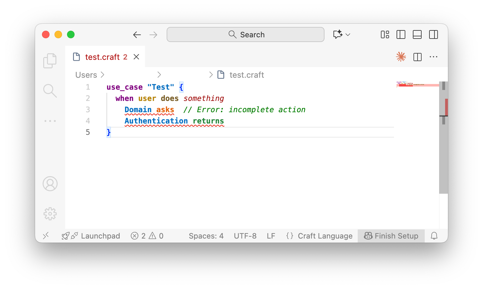 Validation errors highlighted in code